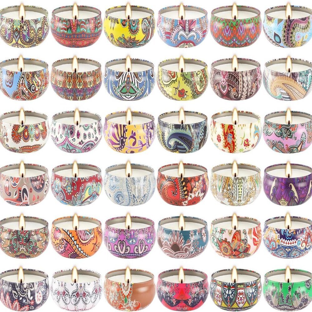 Scented Candles Set 36 Pack Soy Wax Jar Long Burning Gift Home Holiday